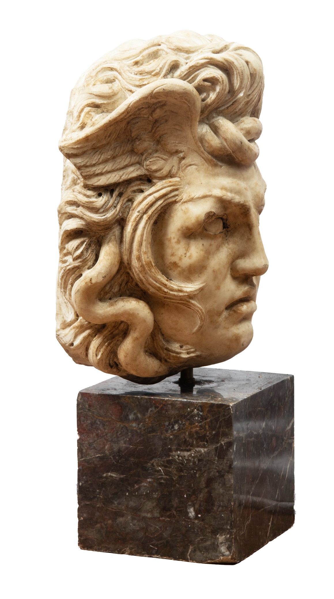 Maschera in marmo bianco statuario, Prima metà XX secolo