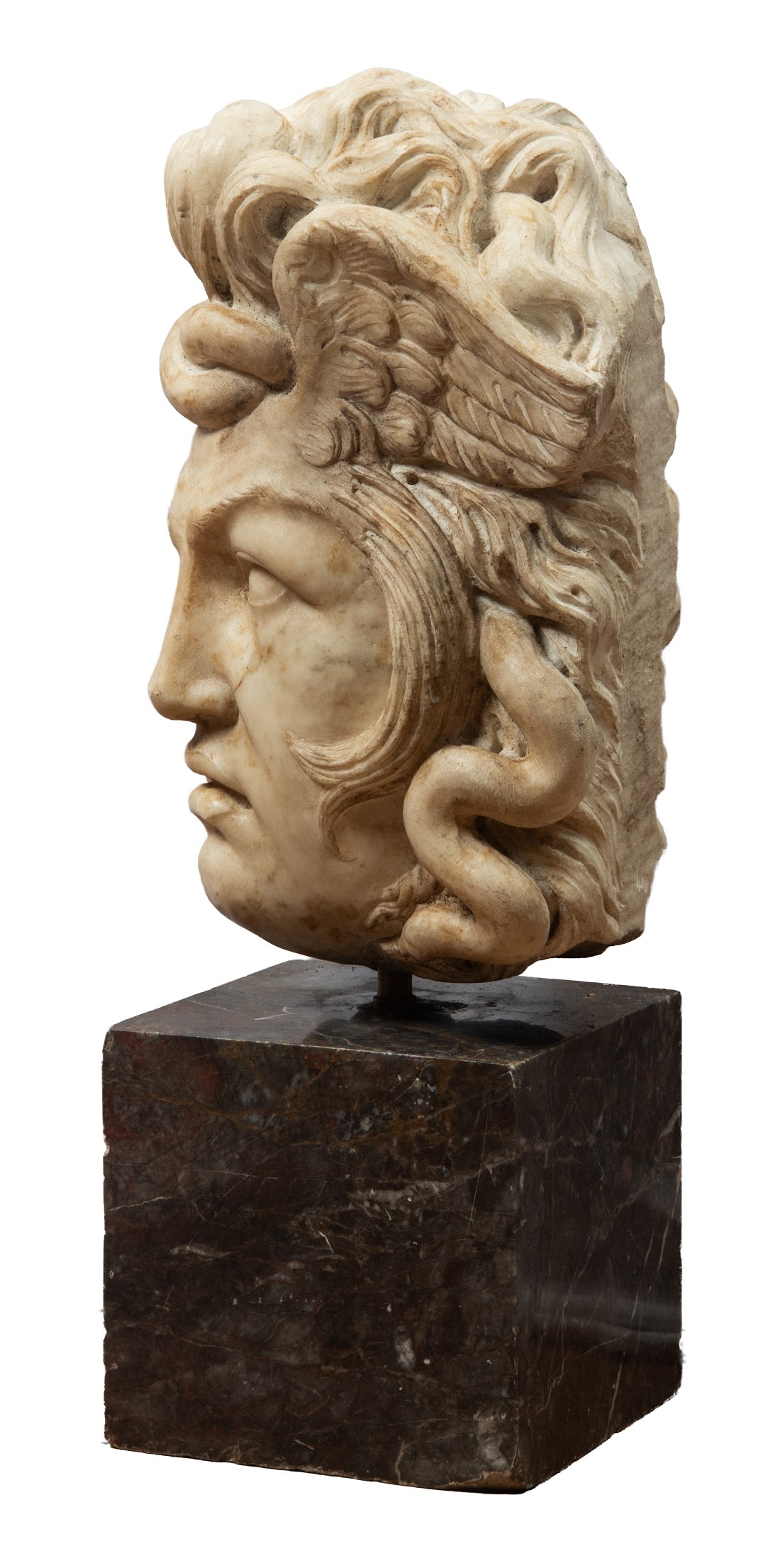 Maschera in marmo bianco statuario, Prima metà XX secolo