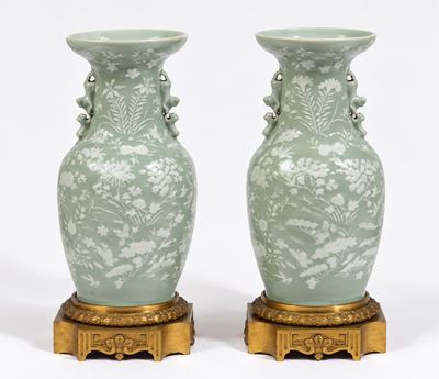 Rara Coppia di Vasi in Porcellana Celadon, Longquan