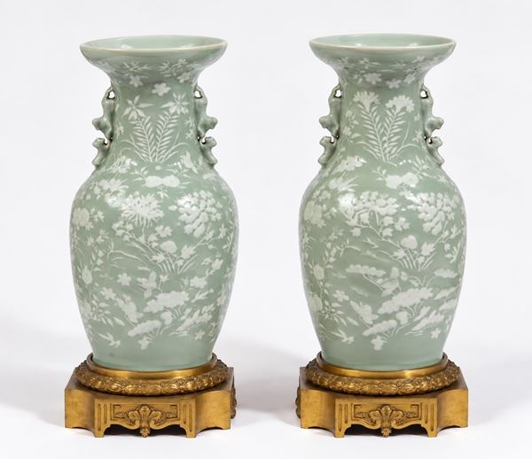 Rara coppia di vasi in porcellana Celadon, LongQuan
