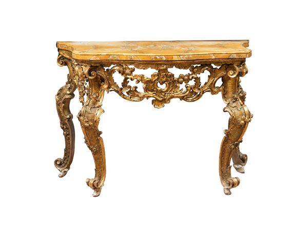 Consolle in legno intagliato e dorato