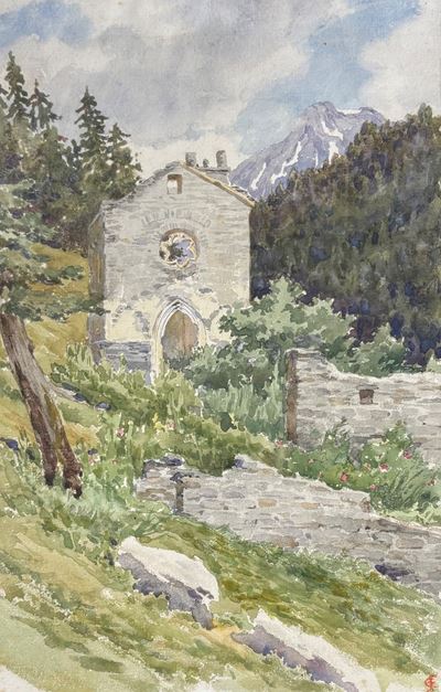 Paesaggio montano, acquarello su carta
