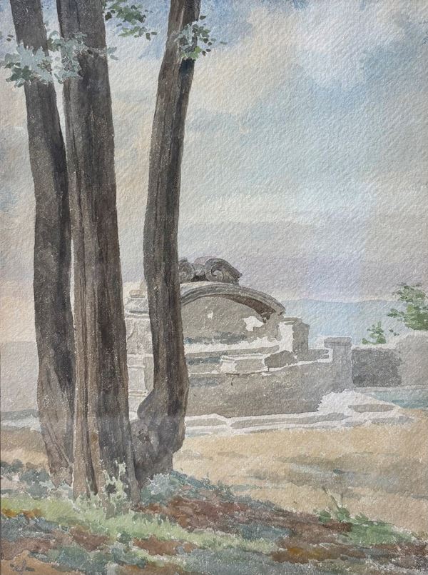 Ettore Ferrari - Campagna romana con fonte