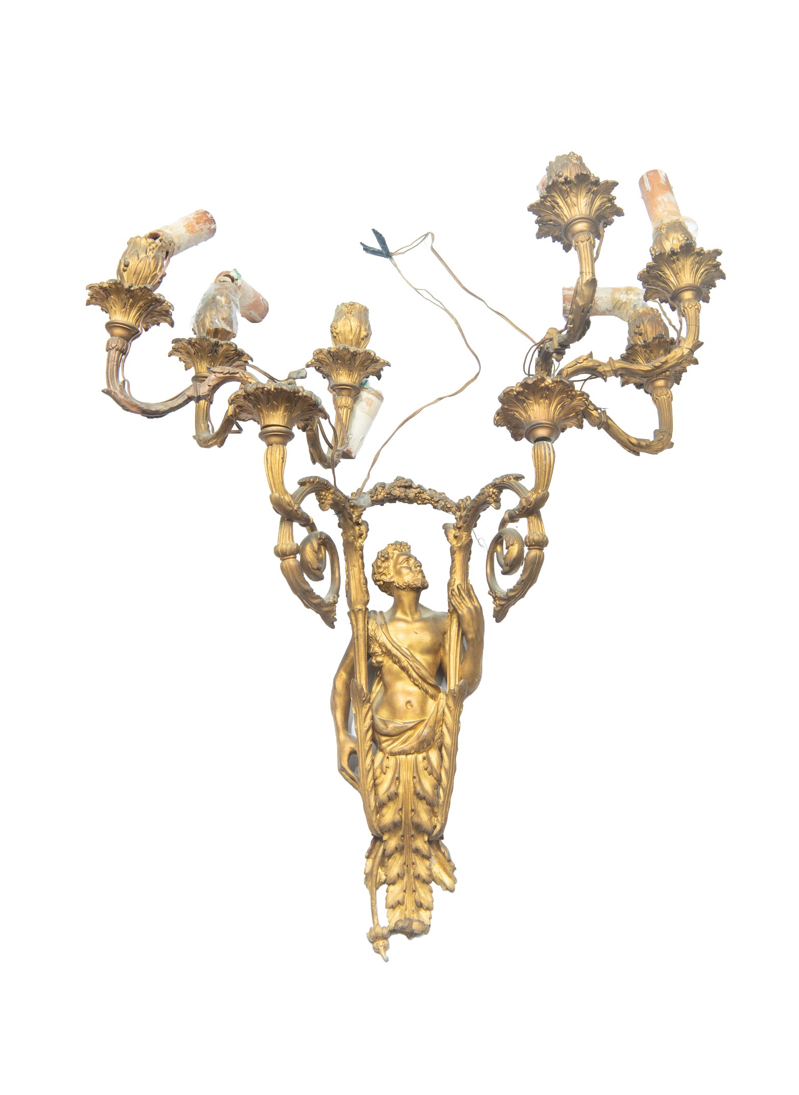 Francia, Coppia di grandi appliques in bronzo dorato cesellato