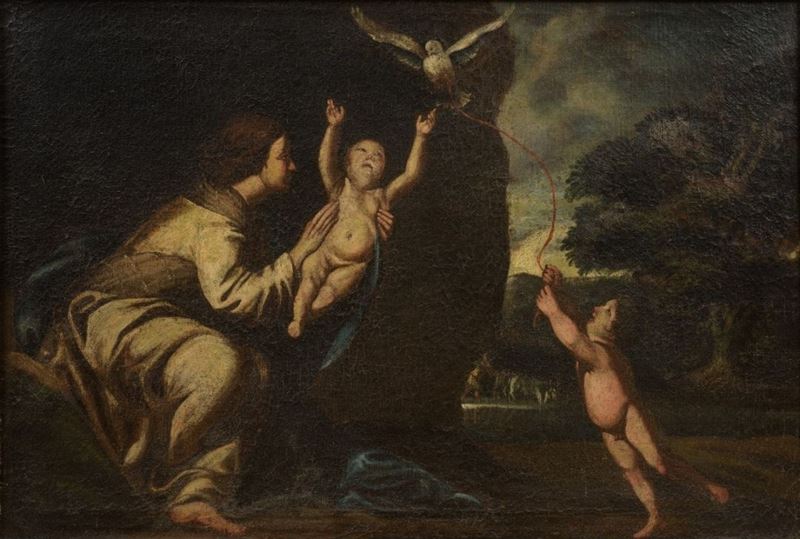 Giovanni Antonio Galli lo Spadarino - Madonna con Bambino, san Giovannino e la colomba dello Spir...