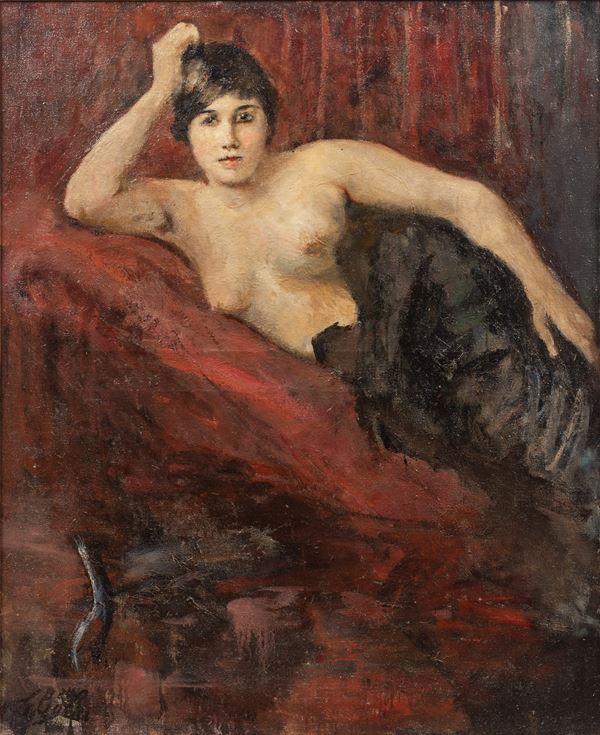 Emilio Gola - Sul divano rosso