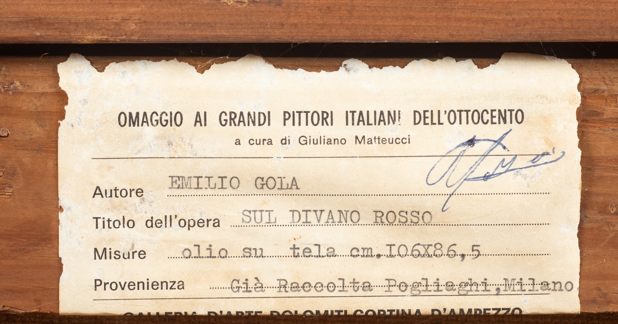 Emilio Gola - Sul divano rosso, olio su tela