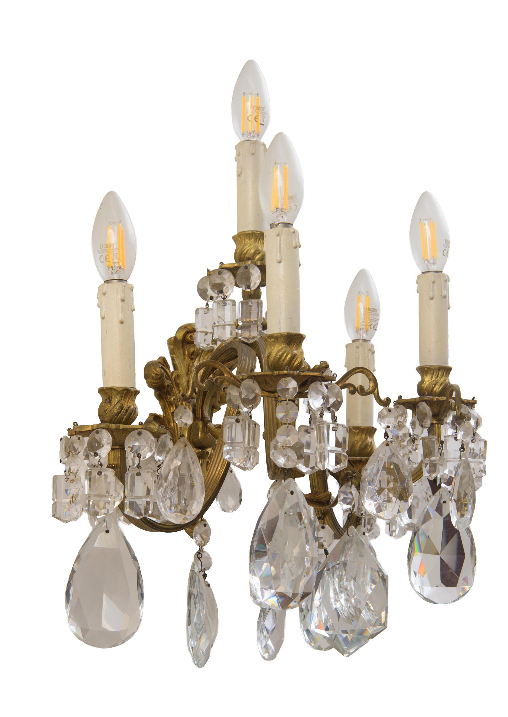 Coppia di appliqués, bronzo e vetro, metà del XX secolo