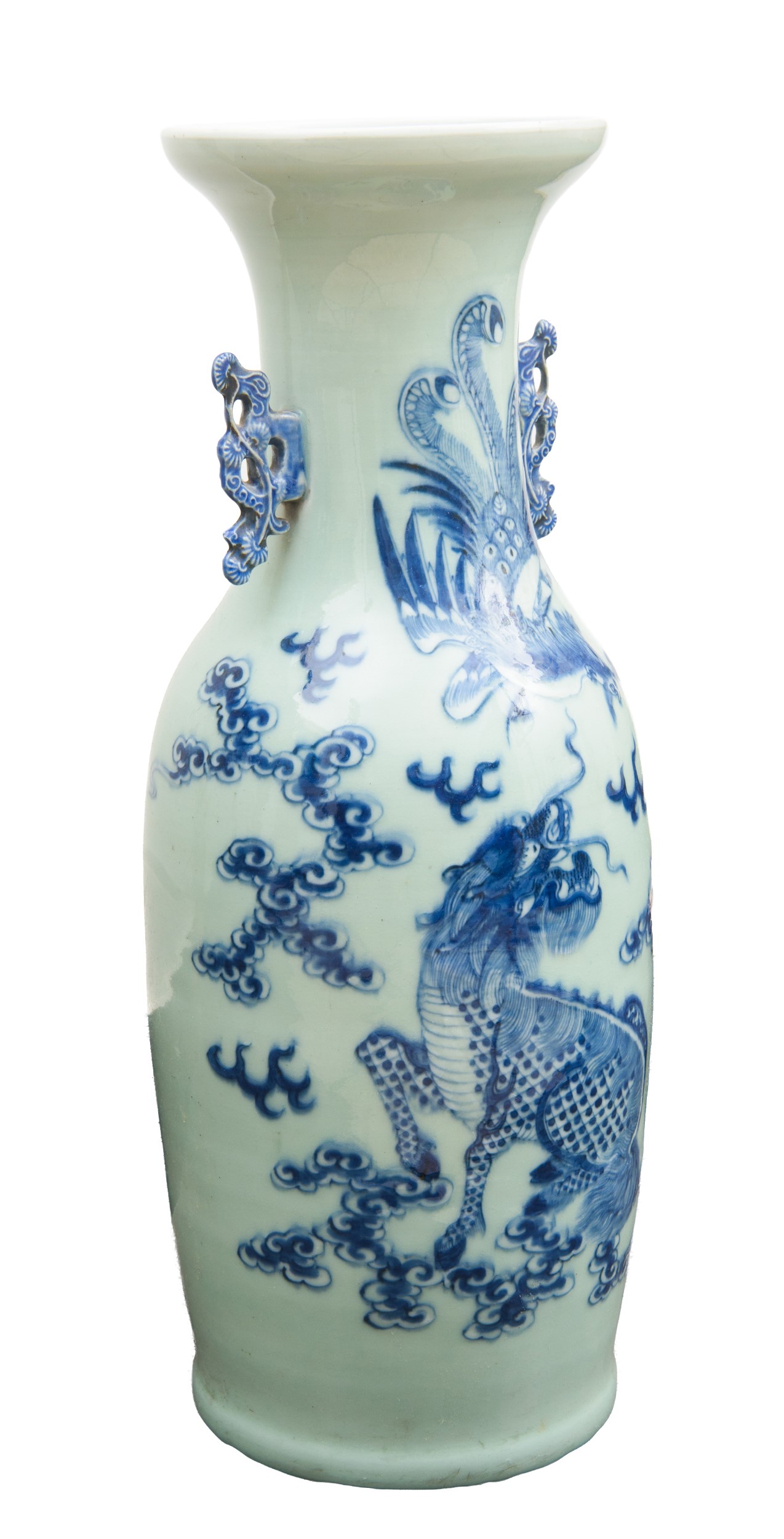Cina, Vaso in porcellana decorato con drago e fenice, XX secolo