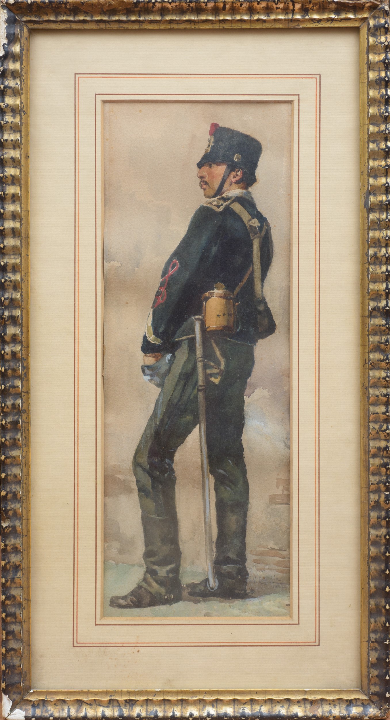 Vincenzo Caprile - Soldato, acquerello su carta (1882)