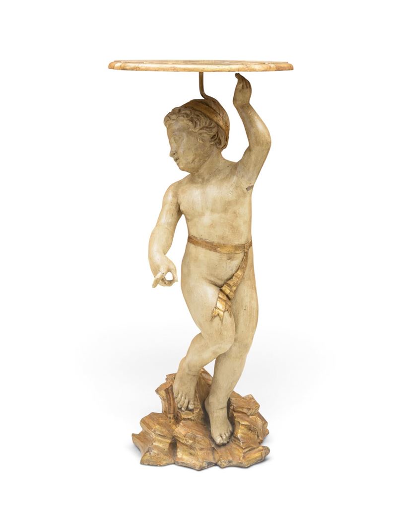 Italia, fine XVIII secolo, Tavolino con base a forma di putto
