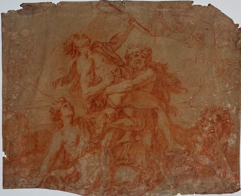 Sanguigna su carta, Ercole e Anteo (XVII secolo)