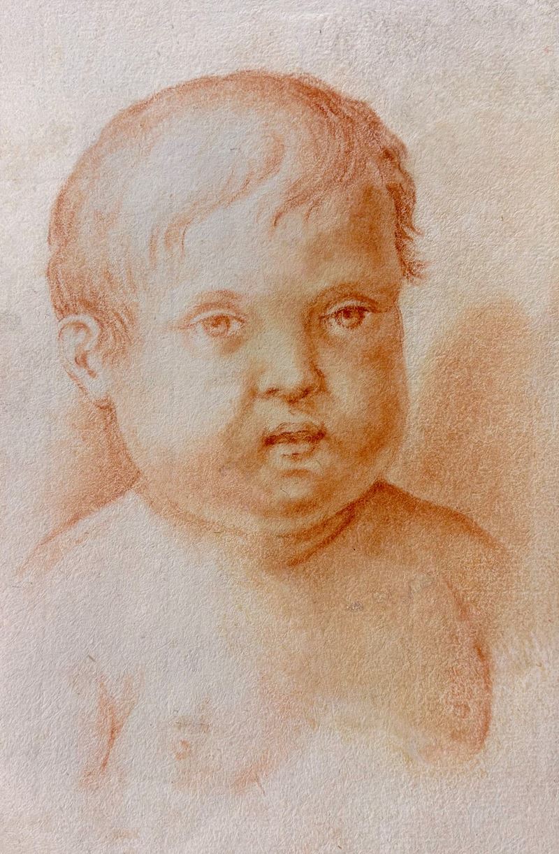 Scuola italiana, Studio per una figura di fanciullo, sanguigna su carta (XVIII secolo)