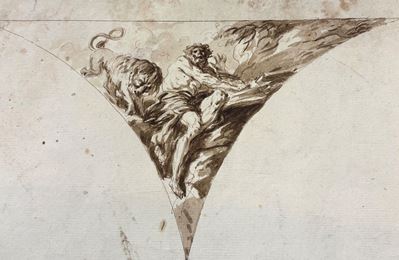 Studio per una decorazione di volta con figura maschile e leone