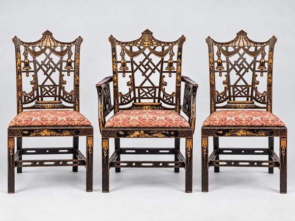 Serie di Poltrona e due sedie  (Inghilterra, metà XIX secolo)  - Asta Fine Art - DAMS Casa d'Aste