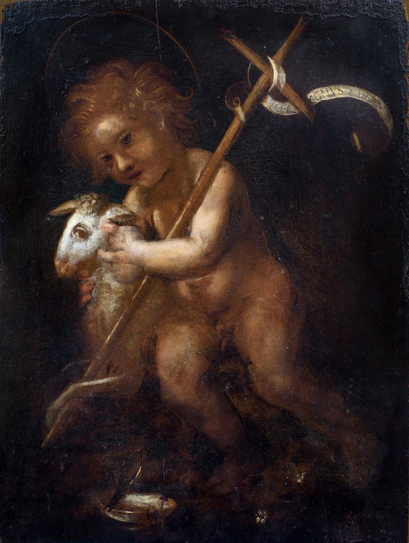 Leonardo da Vinci - San Giovanni Battista fanciullo con l’Agnello, olio su tavola