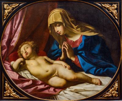 Madonna con il Bambino dormiente, olio su tela
