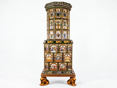 Importante Stufa in Maiolica Policroma