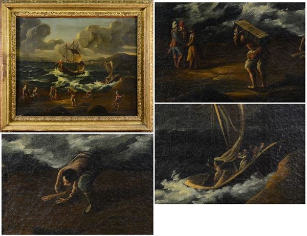Paesaggio costiero con mare in tempesta