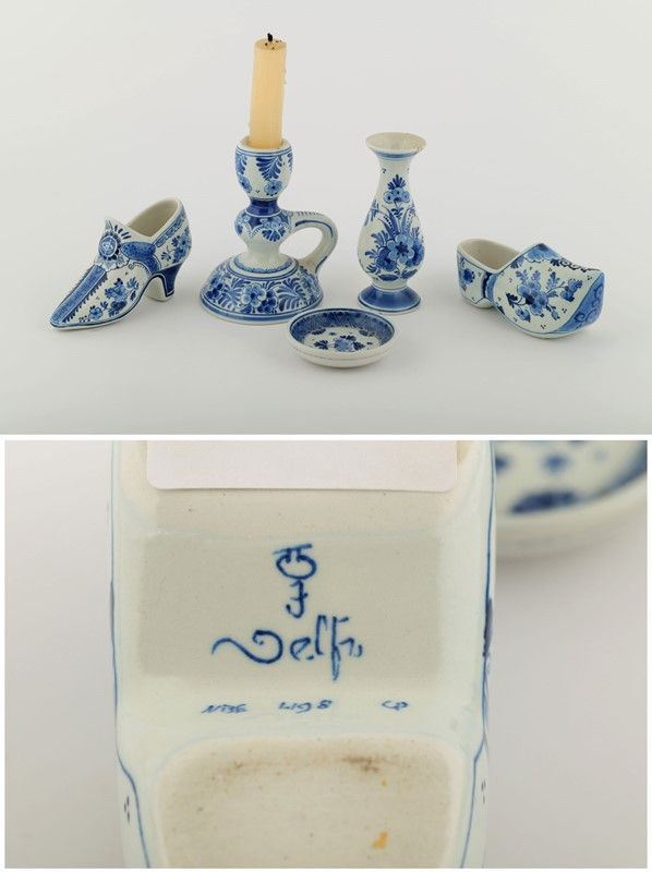 Lotto di cinque pezzi di ceramica