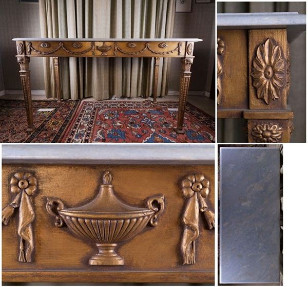 One hundred table in gilded wood