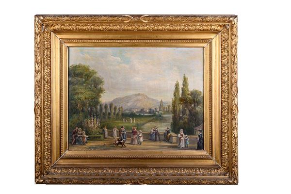 Gallant scene in the garden