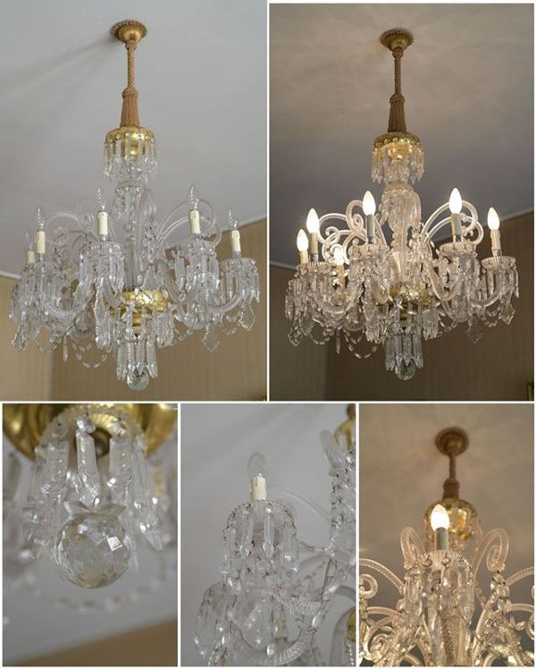 Lampadario in sospensione in cristallo bianco