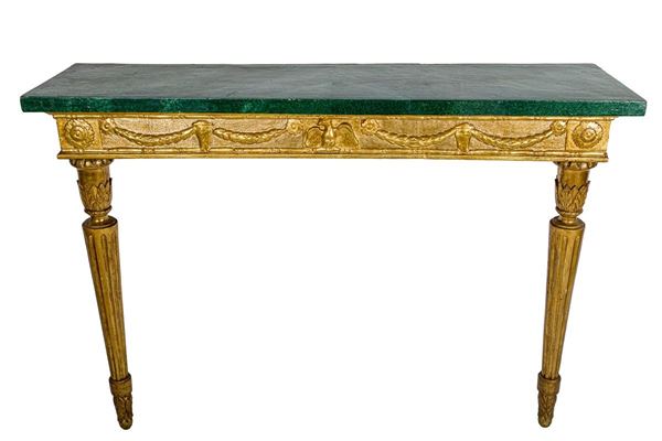 Wall console in gilded wood