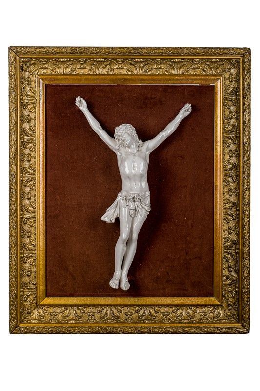 Christ in white glazed ceramic