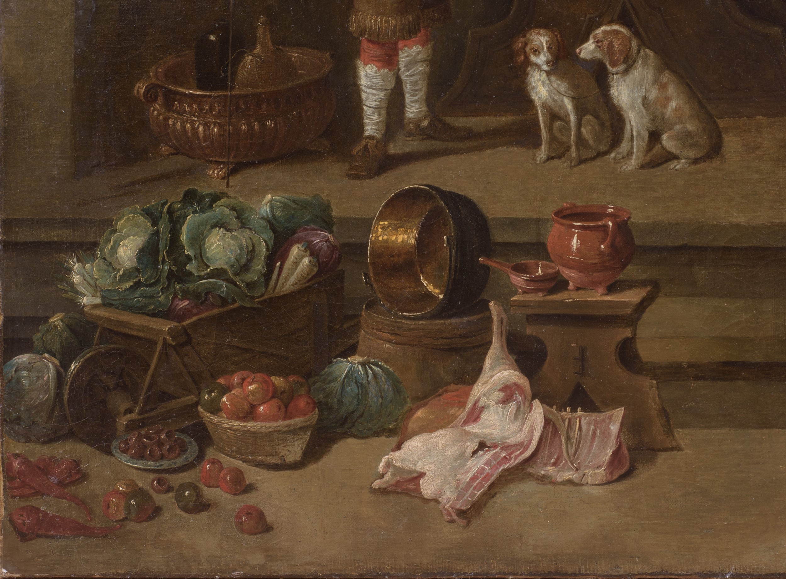 David II Teniers - L’interno di una cucina con un falconiere, olio su tela