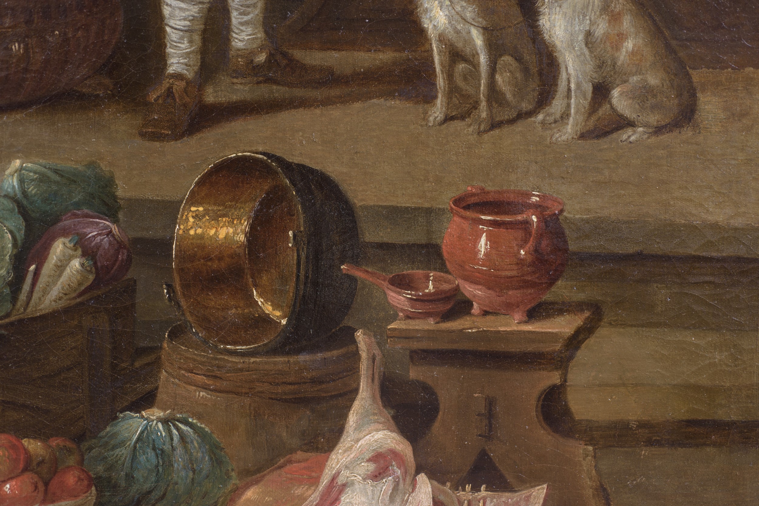 David II Teniers - L’interno di una cucina con un falconiere, olio su tela