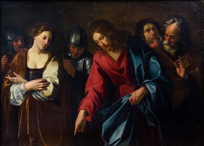 Cristo e l’adultera, olio su tela