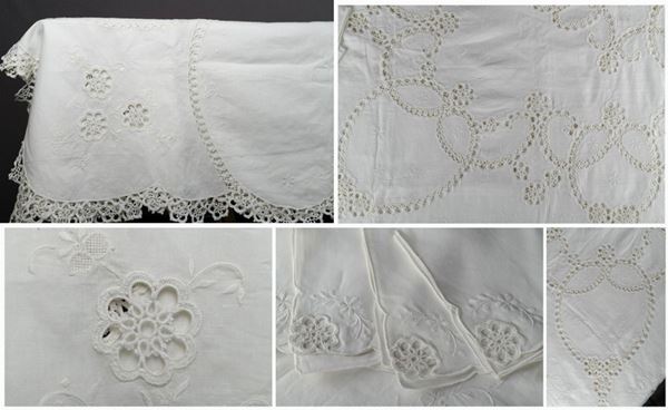 Embroidered linen tablecloth