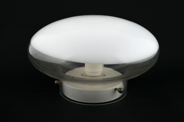 Lampada da muro in vetro bianco a bottone