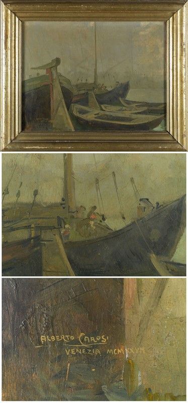 Alberto Carosi (1891-1967), barche in laguna