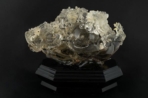 Rock crystal dragons sculpture